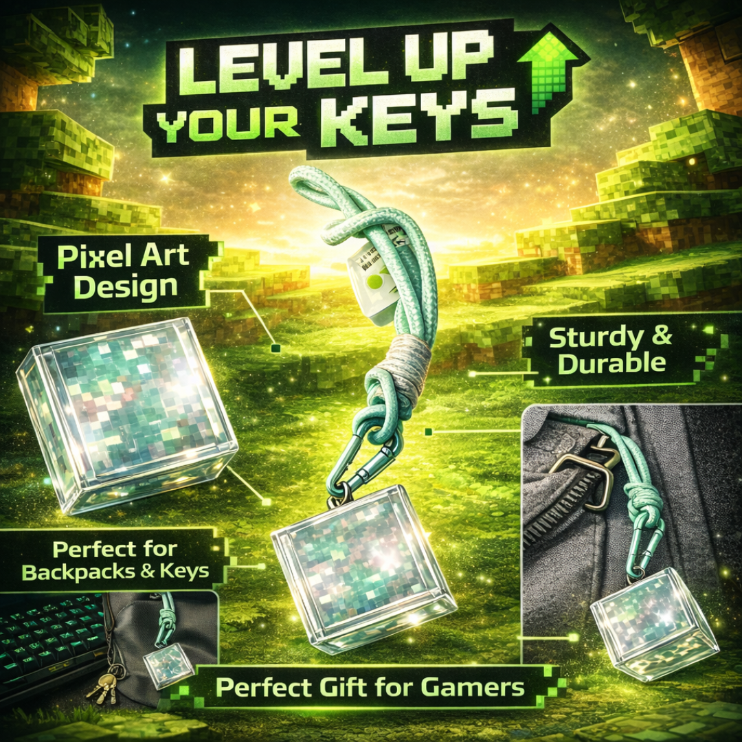 🎮 Pixel Gamer Keychain – Minecraft Style