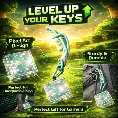 🎮 Pixel Gamer Keychain – Minecraft Style